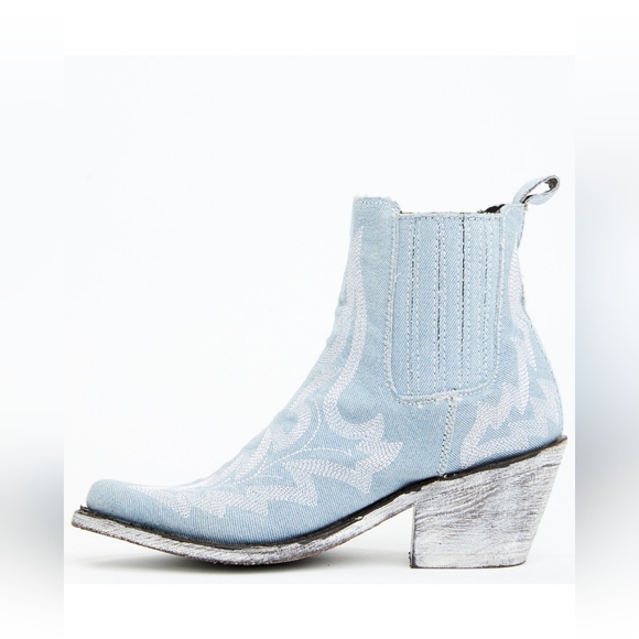 LIBERTY BLACK Denim Blue Western Ankle Boots Size 8.5 - Picture 8 of 11